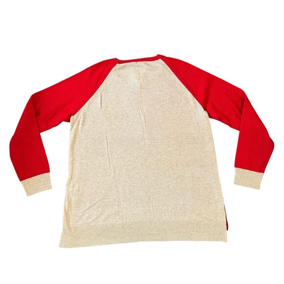 J.Crew Sweater Womens SZ L Bright Red Orange Color Block Wool Side Button Preppy - Picture 12 of 12